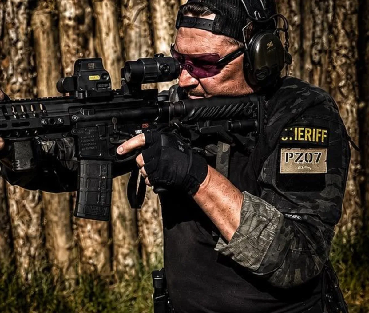 Karabin AR z naszywką SHERIFF